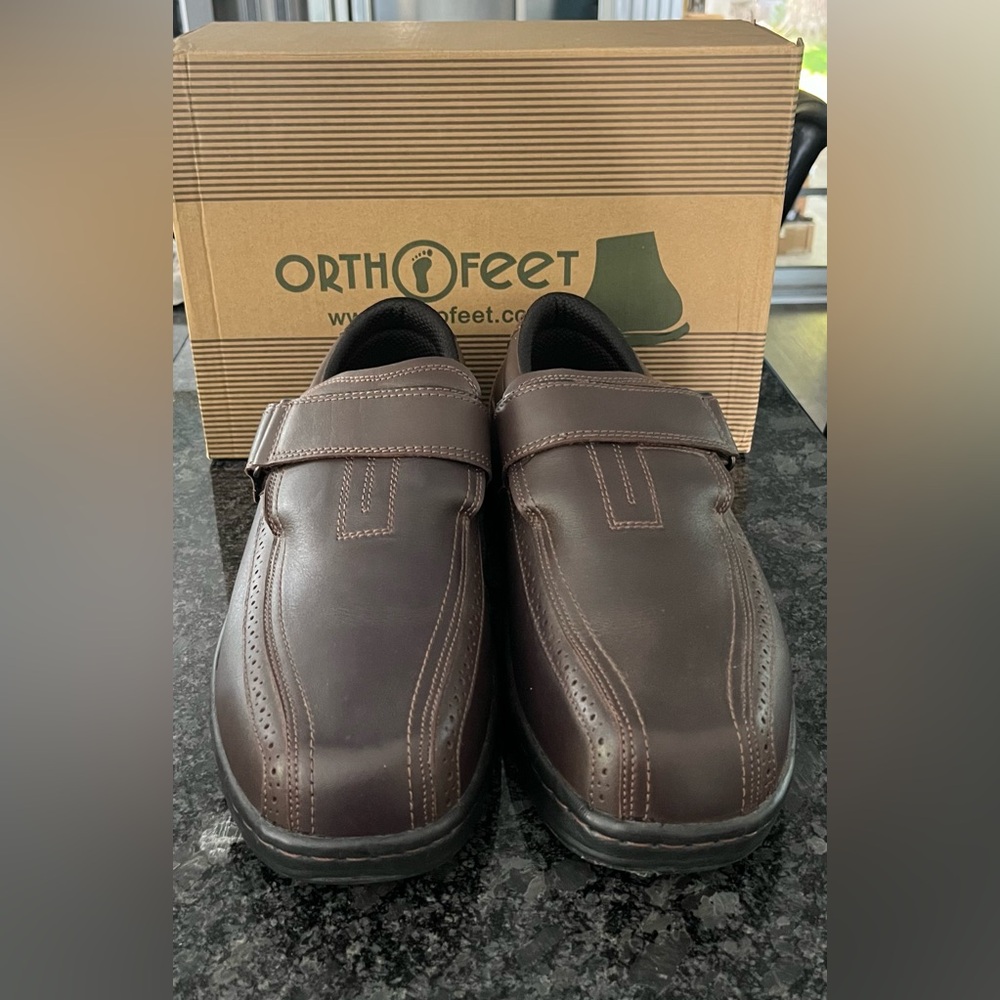 ORTHOFEET Broadway Hook & Loop Brown Shoes Size 12 E2 Wide New box and inserts